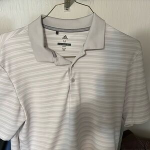 White Adidas Golf Button Shirt! Size// Medium!